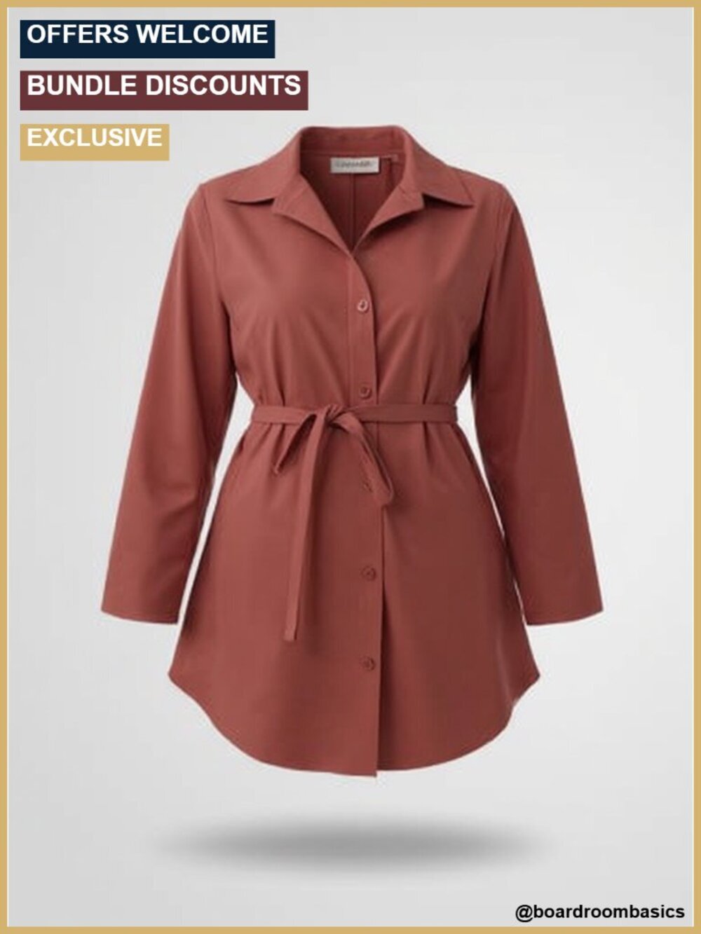 Maternity Blouse Long Sleeve Button Down with Belt